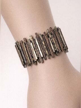 Artisan Mixed‑Metal Bar Bracelet